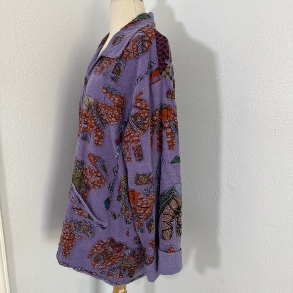 Jacket Womens S M Purple Elephant Patch Artisan‎ Folk Boho Hippie Festival - Picture 7 of 12